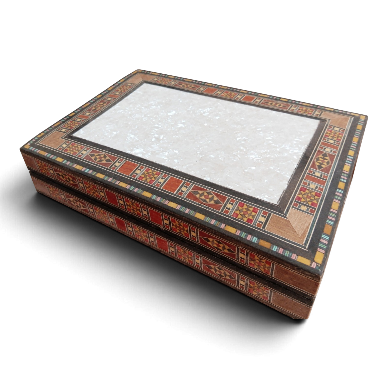 White mother-of-pearl Damascene presentation box