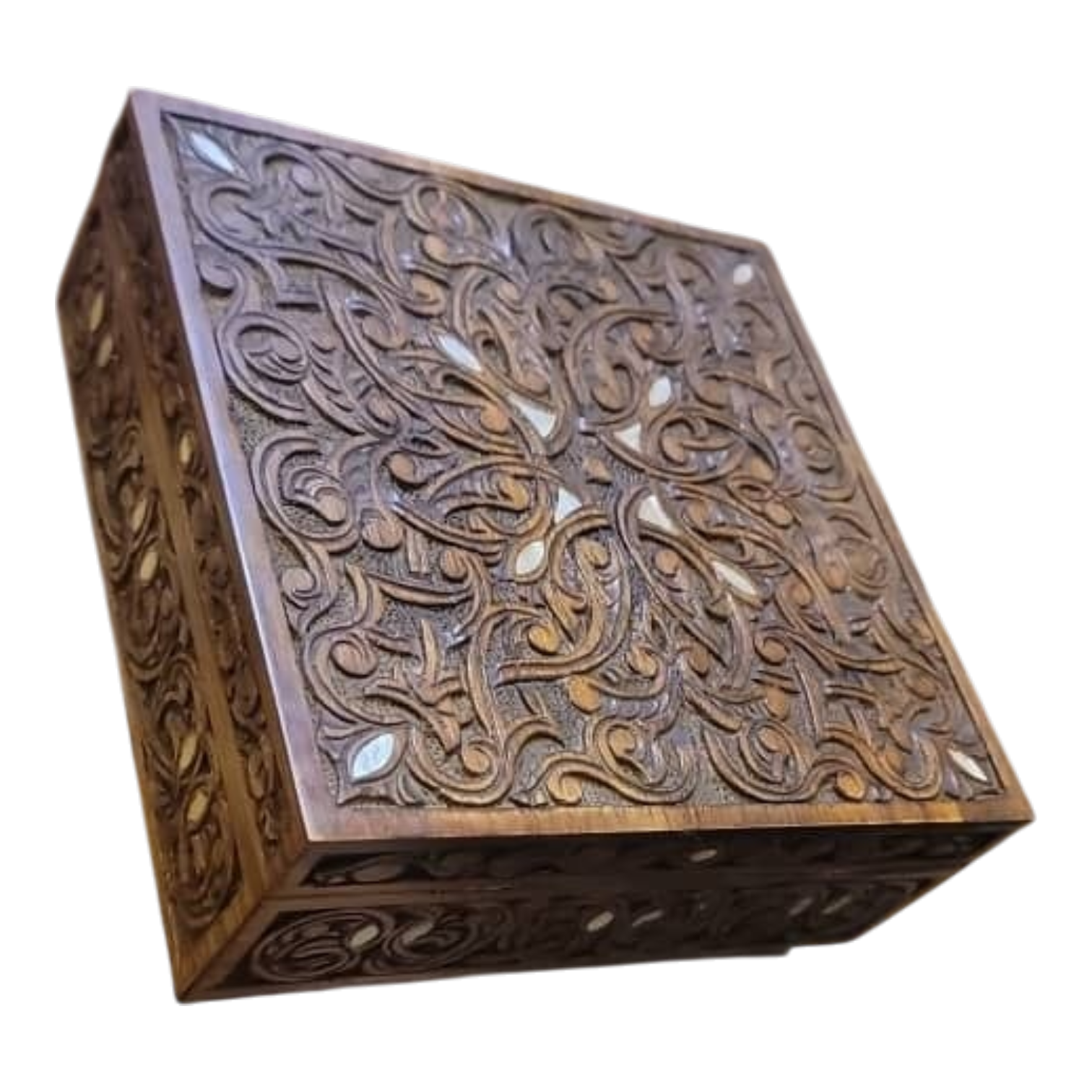Deep carved Damascene mosaic presentation box